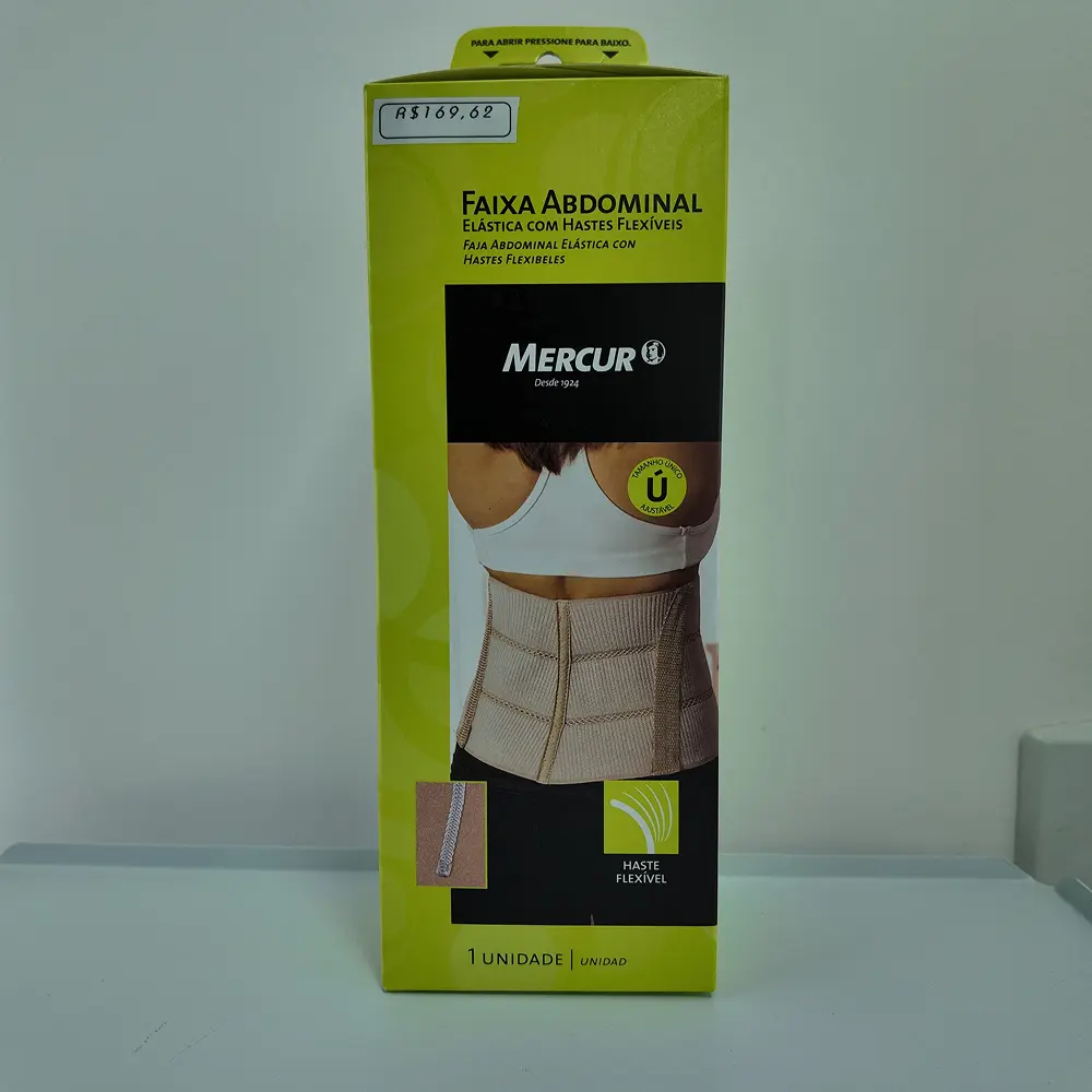Faixa abdominal elástica com hastes flexíveis